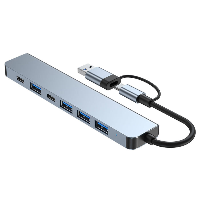 Type-C Docking Station - 7-in-1 USB Adapter with USB2.0*4, USB3.0, USB-C Data, PD5W, Multiport Hub Splitter - Ideal for PC Laptops and Modern Devices