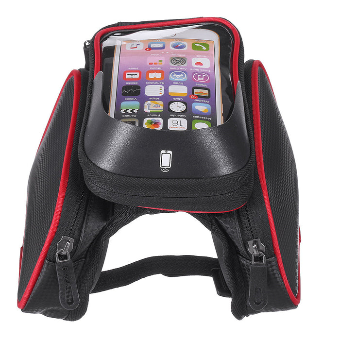 Mobile Phone Bicycle Front Bag - 6.2" Touch Screen Frame Case, Bilateral Tube Bag - Ideal for Cyclists Needing Easy Phone Access