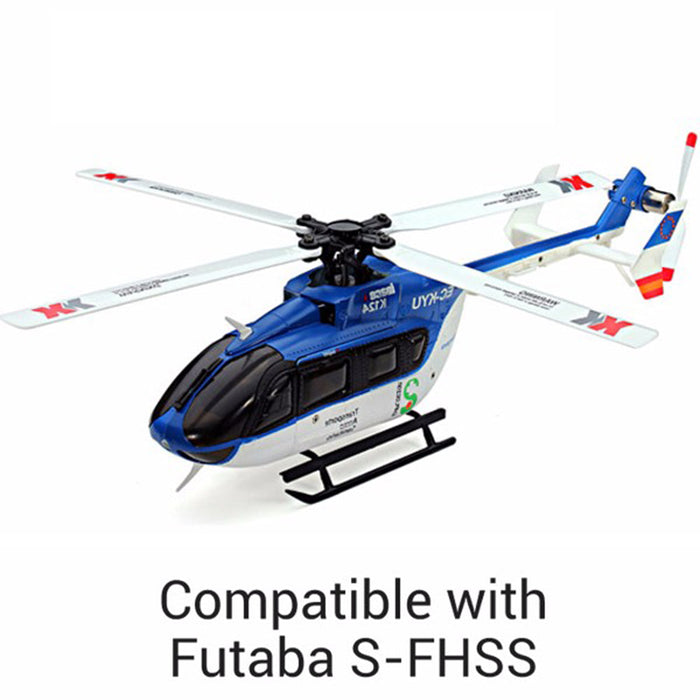 XK K124 EC145 Brushless Helicopter - 2.4G 6CH 3D6G System, 4PCS 3.7V 700mAh Lipo Battery, FUTABA S-FHSS Compatible - Perfect for RC Enthusiasts and Beginners