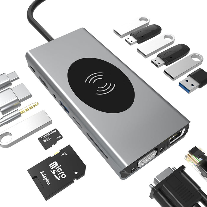 Type-C 15-in-1 Docking Station - USB 3.0 Hub with Dual HDMI Ports - Ideal for Multi-Display Setups & Streamlining Workspaces