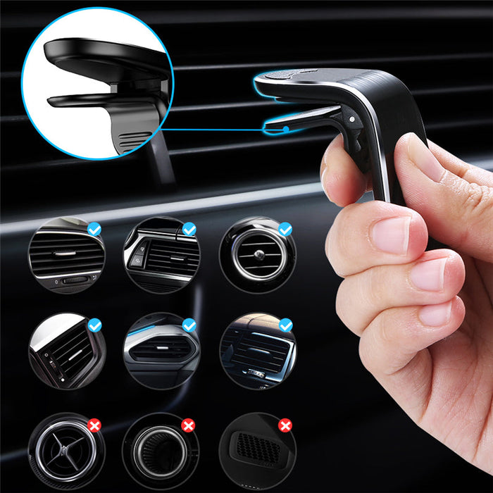 Magnetic Car Phone Holder Stand - 360 Metal Air Vent Mount for iPhone 14, 13, Samsung S22, Xiaomi 12S - Ideal for Hands-Free Driving