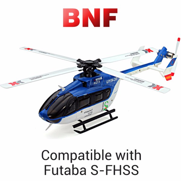 XK K124 EC145 Helicopter - 6CH Brushless 3D6G System, BNF RC Chopper - Perfect for Hobby Enthusiasts & Advanced Flyers