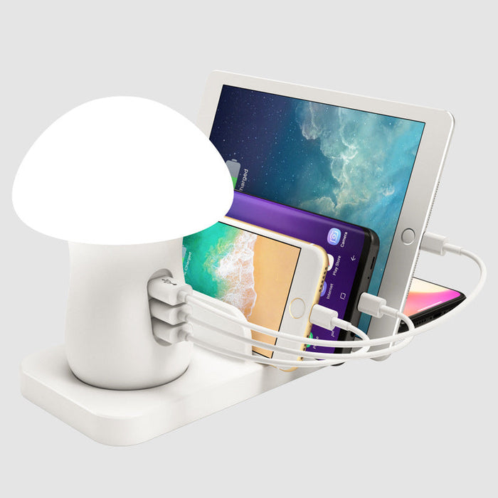 Bakeey Mushroom Light 3-in-1 - 3 Ports USB 10W Fast Qi Wireless Charger for Samsung & iPhone - Efficient Phone Charging Solution for Multiple Devices