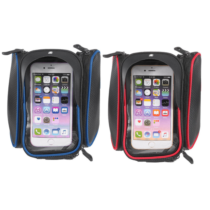 Mobile Phone Bicycle Front Bag - 6.2" Touch Screen Frame Case, Bilateral Tube Bag - Ideal for Cyclists Needing Easy Phone Access