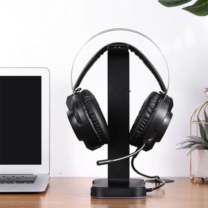 Inphic H100 Headset Stand - Dual USB Ports, Colorful Light Base, Headphone Hanger, Mount Holder - Perfect for Office & Home Decor