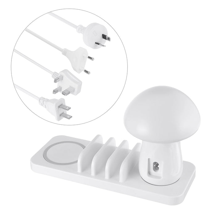 Bakeey Mushroom Light 3-in-1 - 3 Ports USB 10W Fast Qi Wireless Charger for Samsung & iPhone - Efficient Phone Charging Solution for Multiple Devices