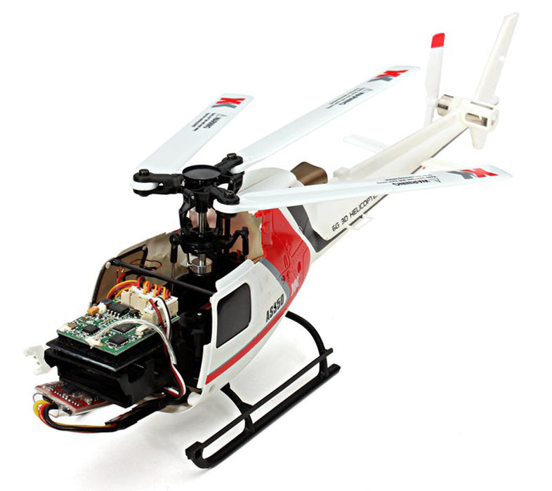 XK K123 AS350 - 6CH Brushless RC Helicopter, 3D6G System, FUTABA S-FHSS Compatible, 4PCS 3.7V 500mAh Lipo Battery - Perfect for Scale Flight Enthusiasts