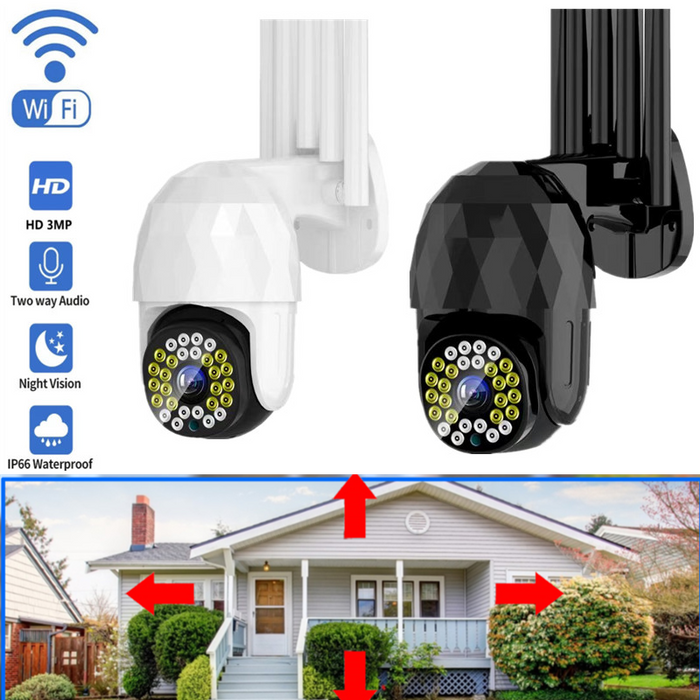 Guudgo 28LED 5X Zoom HD 3MP - Outdoor IP Security Camera with PTZ, Night Vision, IP66 Waterproof, Two-Way Audio, Motion Detection - Ideal for CCTV Surveillance and Home Security