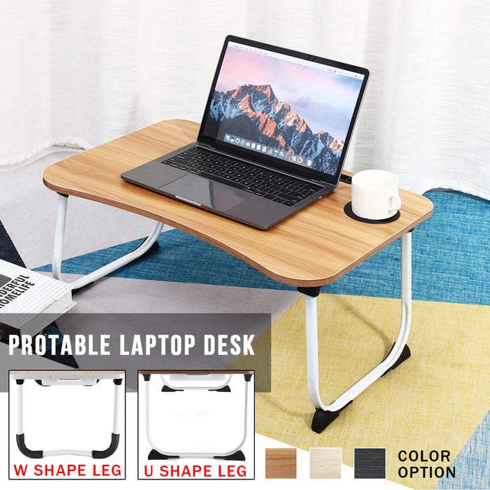 Folding Wooden Bed Desk - Multifunctional MacBook Table with Pen Cup Slot and Storage Drawer - Ideal for Lazy Leisurely Desk Usage