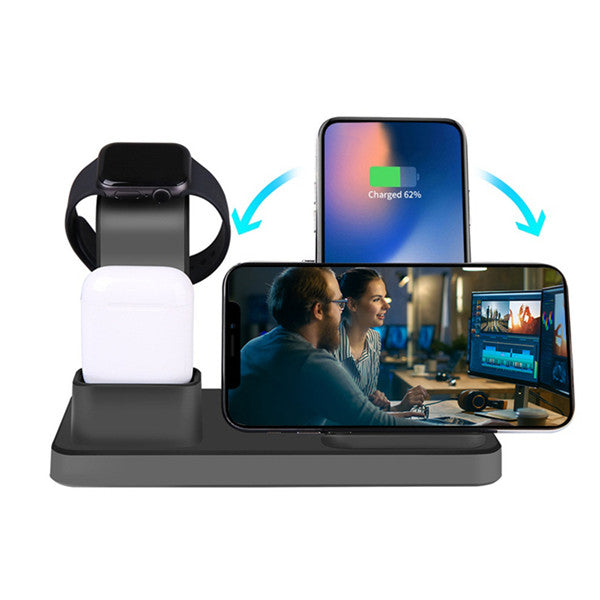 Bakeey 3 In 1 - 7.5W/10W Fast QI Wireless Charger Station Stand for iPhone, Apple Watch 1/2/3/4 Series, and AirPods - Ideal for Apple Device Lovers