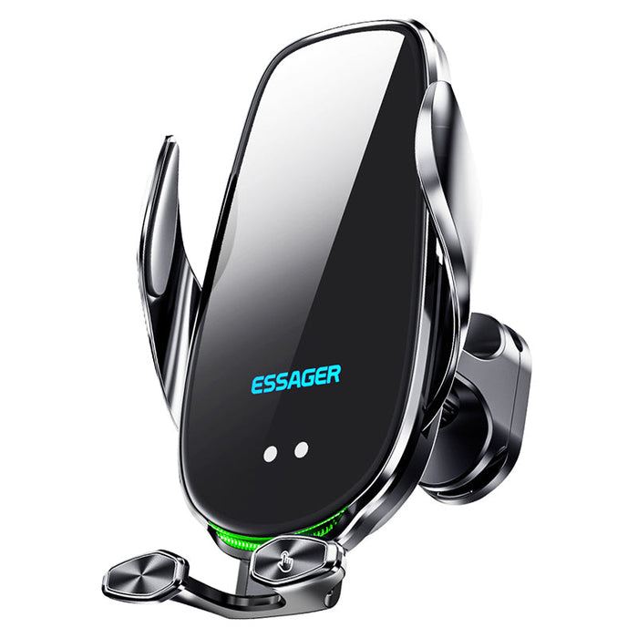 ESSAGER A4 Wireless Car Phone Holder Charger - 15W 10W 7.5W 5W, Air Vent Clamp Bracket, Compatible with iPhone 13, 14, 14 Pro, 14Pro Max, Xiaomi 13pro, Huawei Mate50 - Ideal for Safe and Efficient In-car Charging