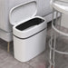 14L Press-Top Waterproof Bathroom Waste Bin — White PP Plastic