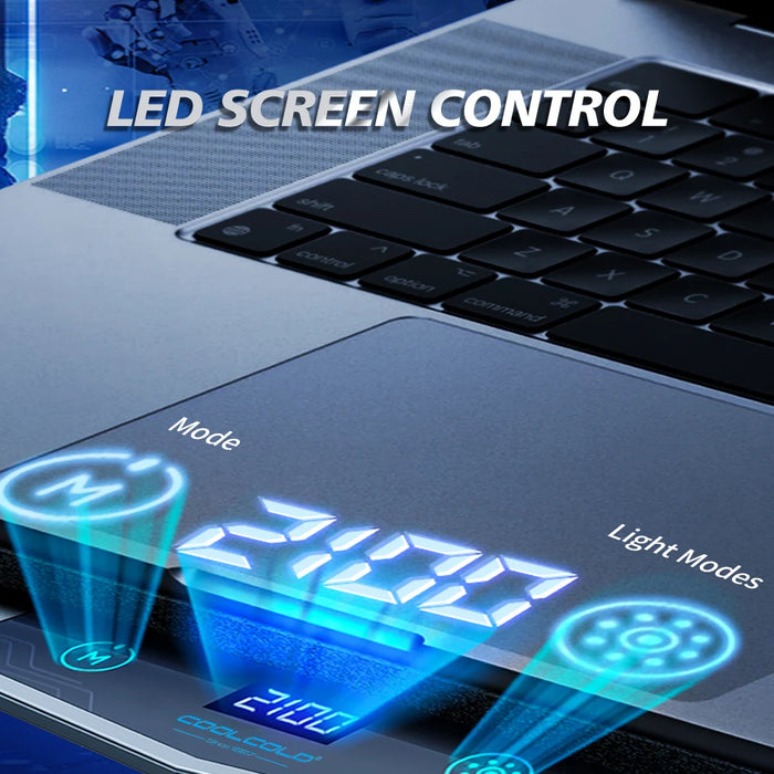 Air Compression RGB Laptop Cooling Pad - Triple-Fan USB Cooler for 12-17-inch Laptops