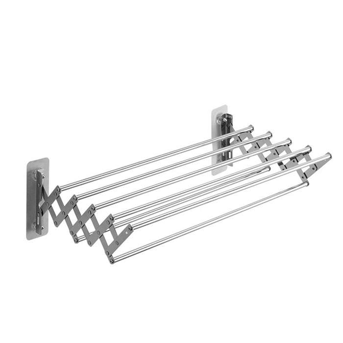 Stainless Steel Wall-Mounted Retractable Clothes Drying Rack — Accordion Design