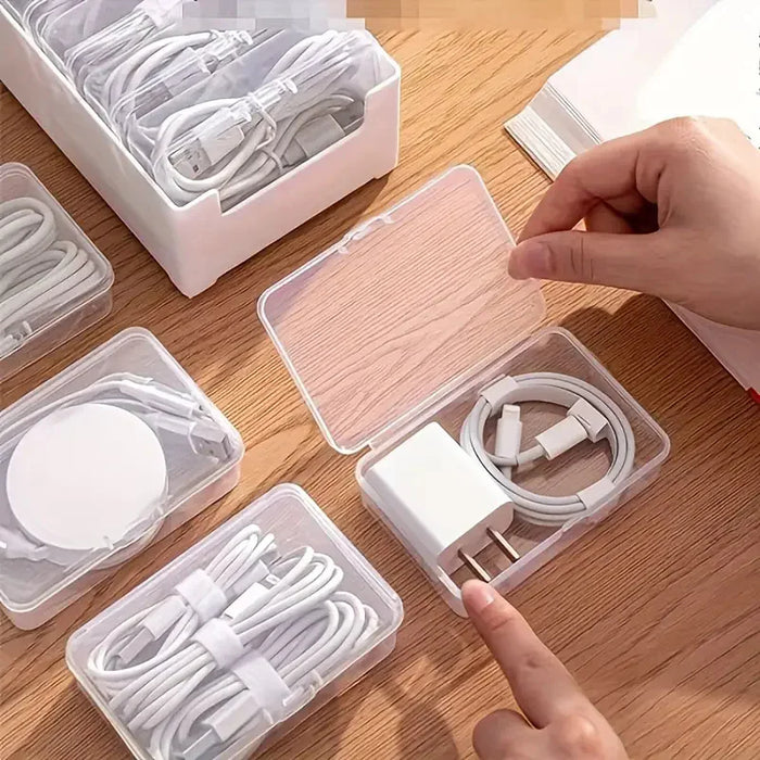Cable Organiser Storage Box Set — Durable Plastic Cord & Device Storage