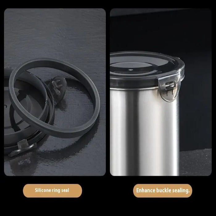 Stainless Steel Airtight Food Storage Jar — 500ml / 900ml / 1400ml, Sealed Canister with Locking Clamp