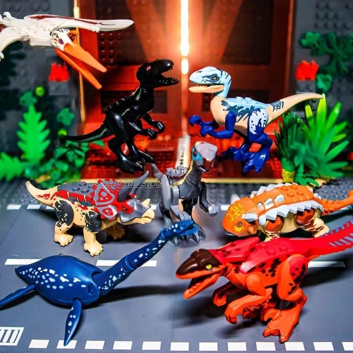 Jurassic Dinosaur Building Set — Triceratops, Velociraptor, T‑Rex, Indominus (Age 6+)