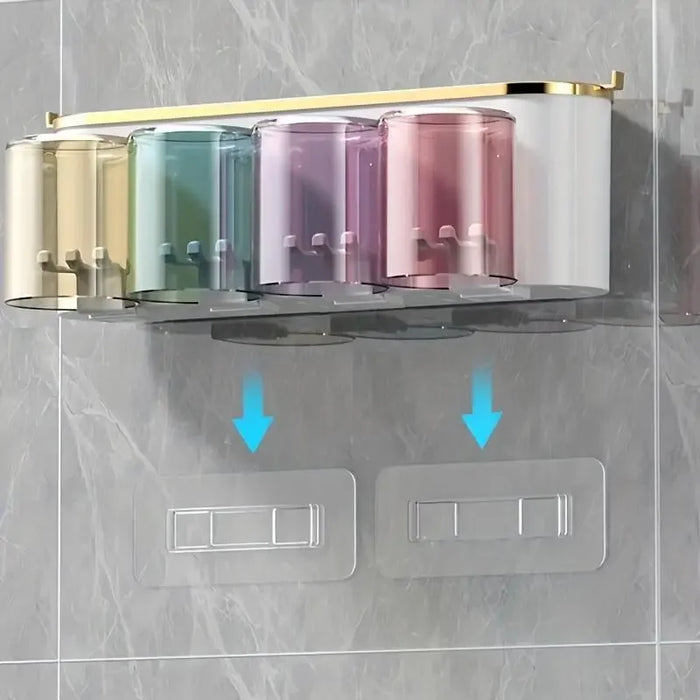 Wall-mounted self-adhesive toothbrush holder – 2- or 4-person sets