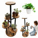 6-Tier Corner Plant Stand – Wood & Metal Display Shelf (Black)