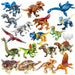 Jurassic Dinosaur Building Blocks - Velociraptor, Triceratops, Indominus & T‑Rex Models
