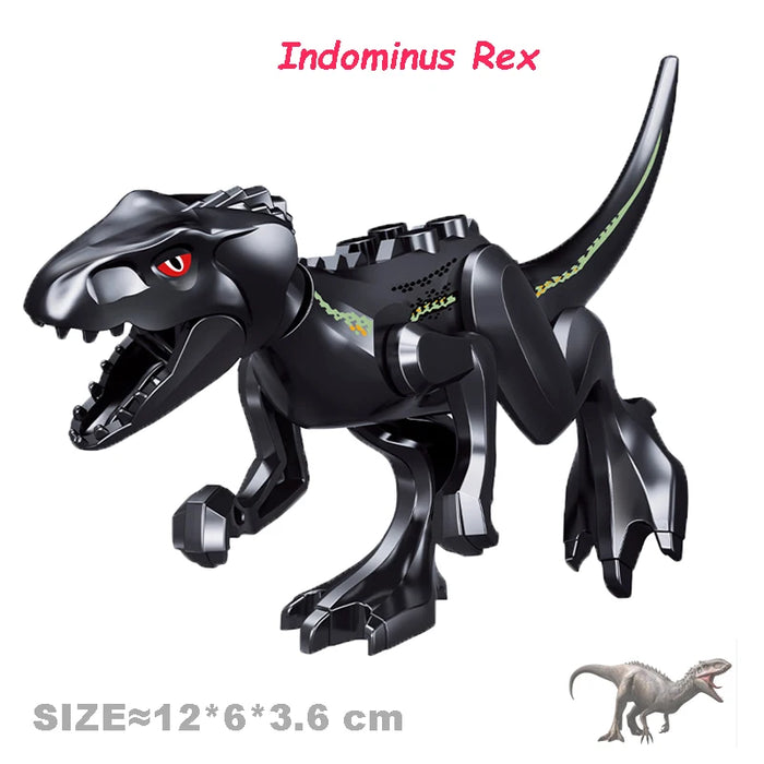 Jurassic Dinosaur Building Blocks - Velociraptor, Triceratops, Indominus & T‑Rex Models
