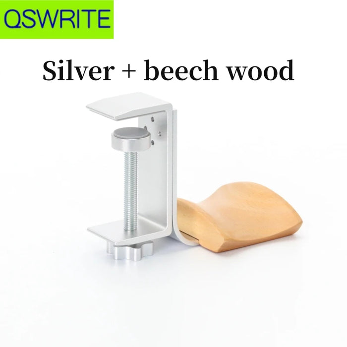 Clip-style Desktop Headphone & Earphone Holder — Aluminium Alloy & Solid Wood