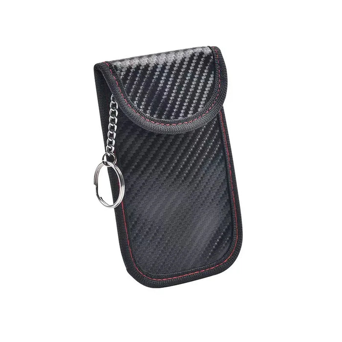 RFID Blocking Car Key Pouch – Carbon Fibre Faraday Fob Case (Black)
