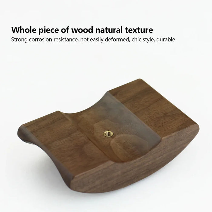 Black Walnut Wood and Aluminium Headphone Stand — Solid Metal Base Desk Headset Holder