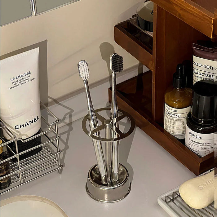 Stainless Steel 6-Slot Wall-Mounted Toothbrush & Makeup Brush Holder