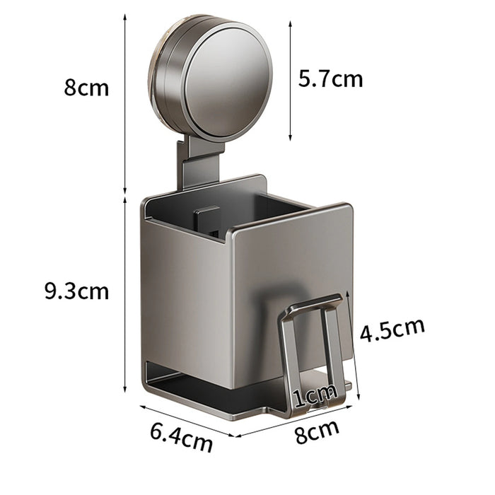 Suction-Cup Toothbrush Holder with Squeezer and Mouthwash Cup — Perforation-Free