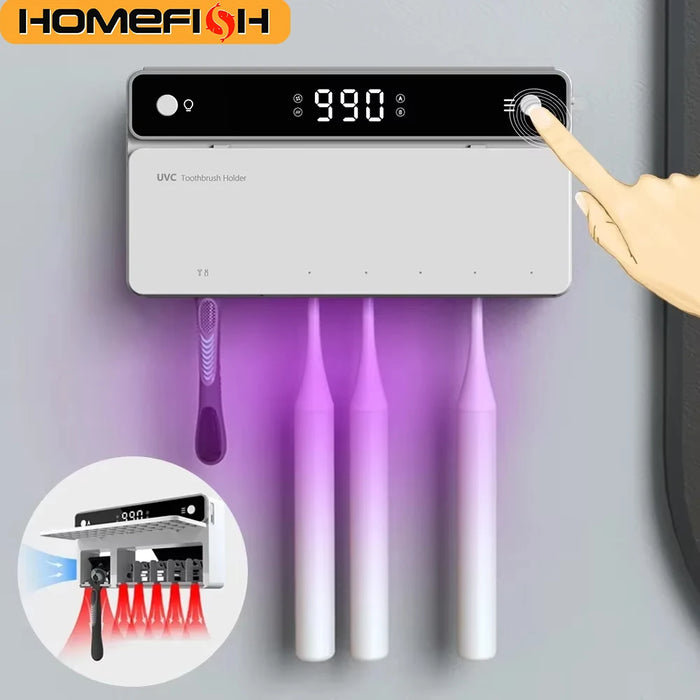 UV Toothbrush & Razor Holder — Rechargeable Steriliser with LED Display