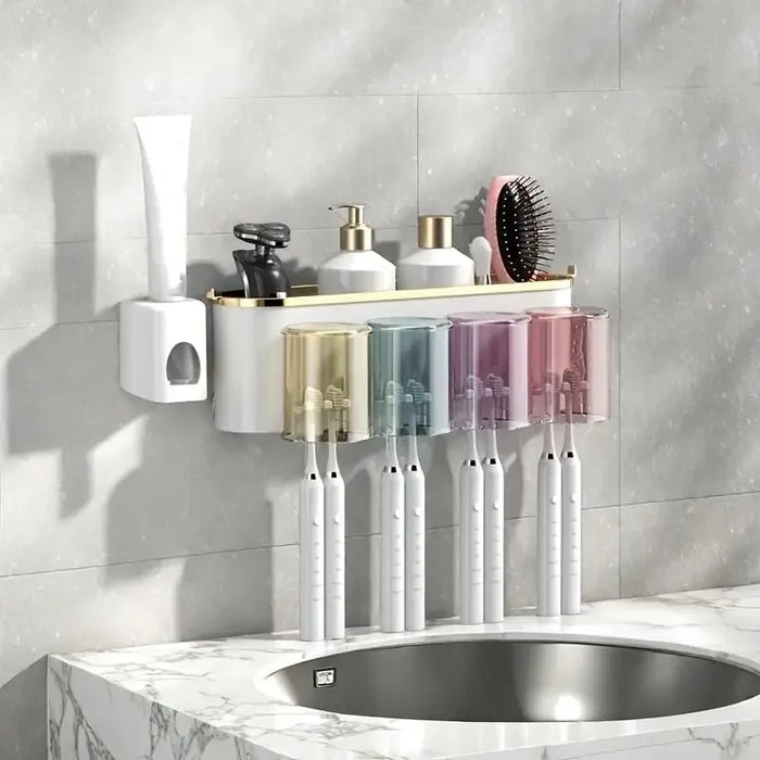 Wall-mounted self-adhesive toothbrush holder – 2- or 4-person sets