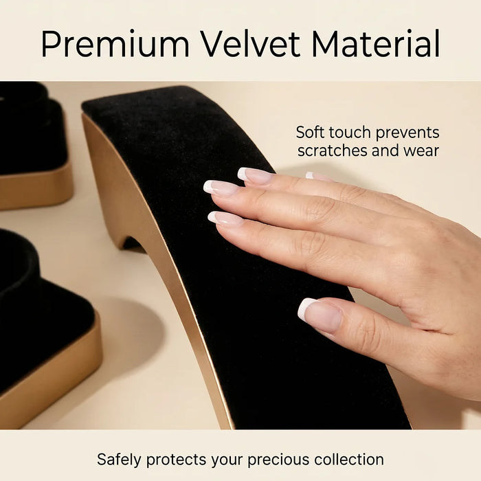 Velvet Jewellery Organiser Stand – Metal Ring, Pendant, Bracelet & Watch Display