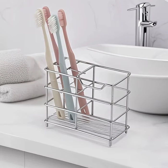 5-Slot Toothbrush Holder — Freestanding, Space-Saving, White