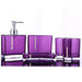 5‑Piece Purple Acrylic Bathroom Set — Emulsion Bottle, Toothbrush Holder, Soap Dish & 2 Cups