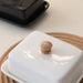 Ceramic Rectangular Butter Dish with Sealable Lid — Cheese Storage, White or Black