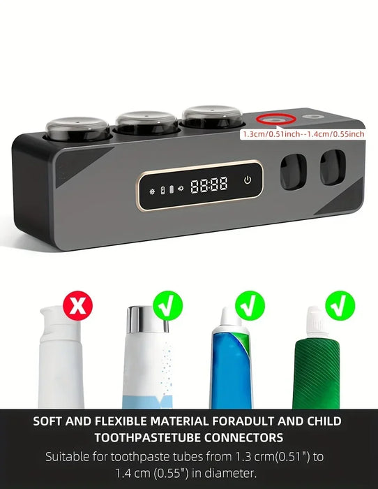 UV Sanitising Wall-Mounted Toothbrush Holder with Automatic Toothpaste Dispenser & USB Charging