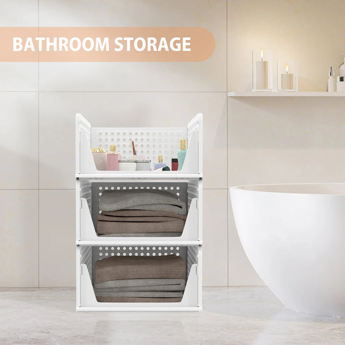 Wardrobe Storage Organiser — 4-Pack Stackable Slide Drawers