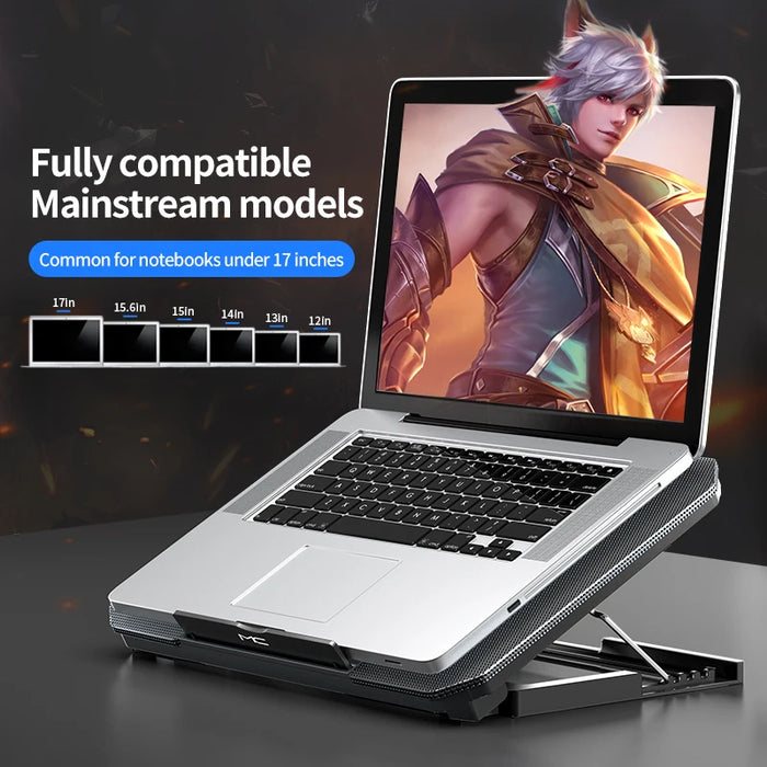 Q100 Laptop Cooling Pad — Twin Fans, LED Screen & Dual USB Ports