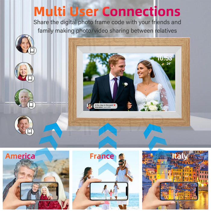 10.1-inch Wi‑Fi Digital Photo Frame — 1280×800 IPS Touchscreen, Frameo App