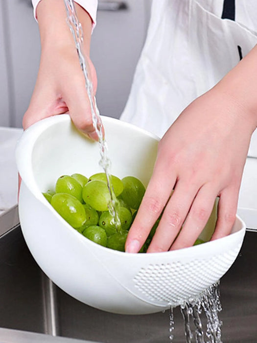 Silicone Colander Rice Bowl Drain Basket Fruit Bowl Washing Drain Basket with Handle Washing Basket Home Kitchen Organizer