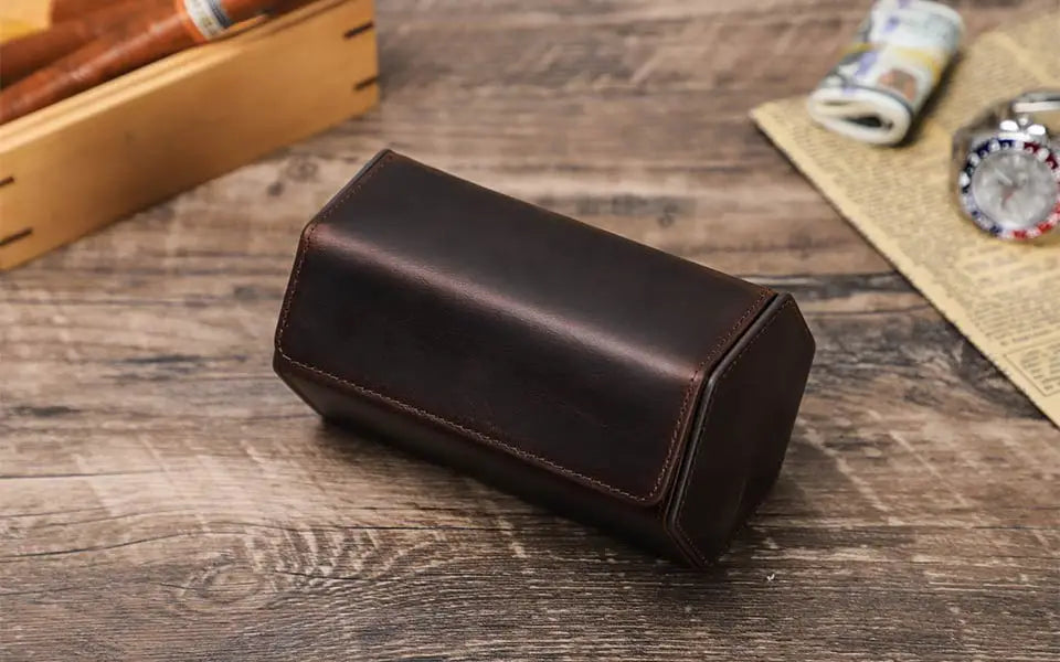 Vintage Genuine Leather Watch Roll Travel Case — 1/2/3/4/6/8 Slot Organiser