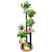 6-Tier Corner Plant Stand – Wood & Metal Display Shelf (Black)