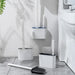 Wall-hanging Toilet Brush & Holder — Long Handle, Silicone Bristles (Grey or Blue)