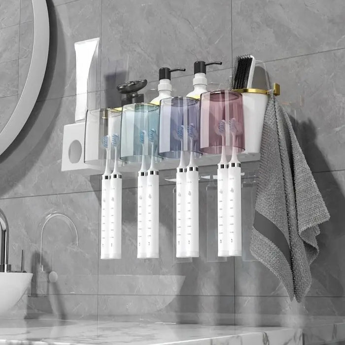 Wall-mounted self-adhesive toothbrush holder – 2- or 4-person sets