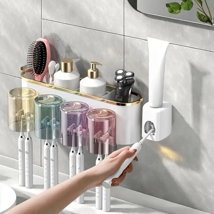 Wall-mounted self-adhesive toothbrush holder – 2- or 4-person sets