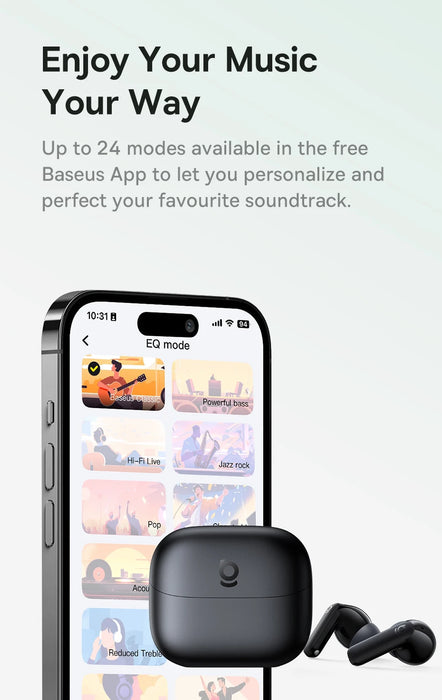 Baseus E Series – ANC True Wireless Earbuds, 12mm SuperBass, Bluetooth 6.0