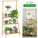 3-Tier Foldable Wooden Ladder Plant Stand with Adjustable Hanging Bar for Home & Outdoor