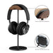Black Walnut Wood and Aluminium Headphone Stand — Solid Metal Base Desk Headset Holder