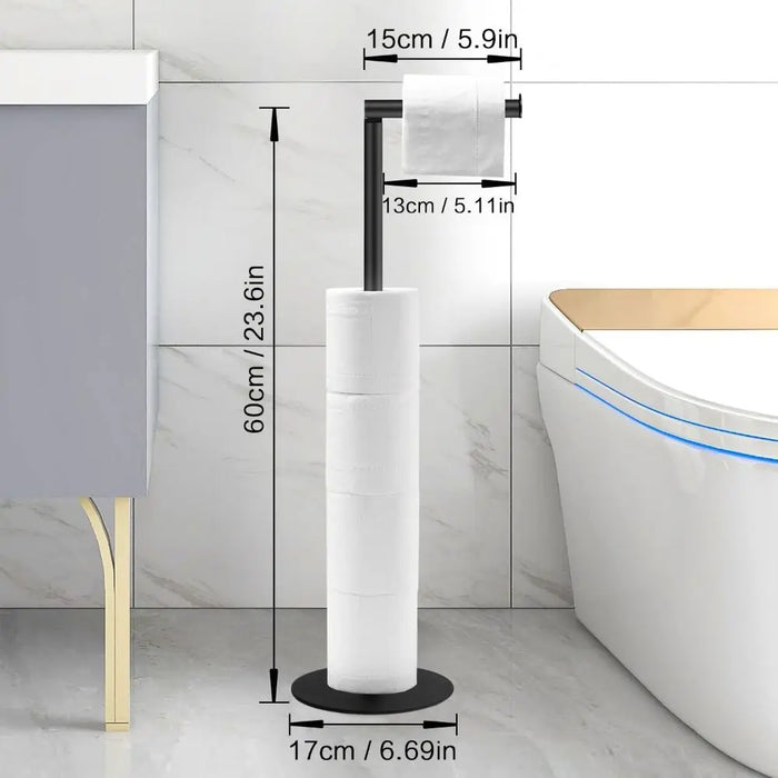 Stainless Steel Freestanding Toilet Roll Holder – 4–5 Roll Storage